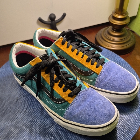 Vans Old Skool Men's Blue Suede/yellow Canvas.low Profile Shoes.(#1934)EC. - Picture 1 of 11